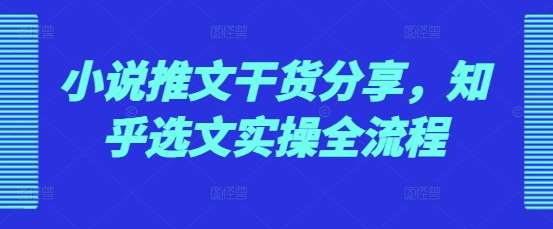 小说推文干货分享,知乎选文实操全流程网创吧-网创项目资源站-副业项目-创业项目-搞钱项目网创吧
