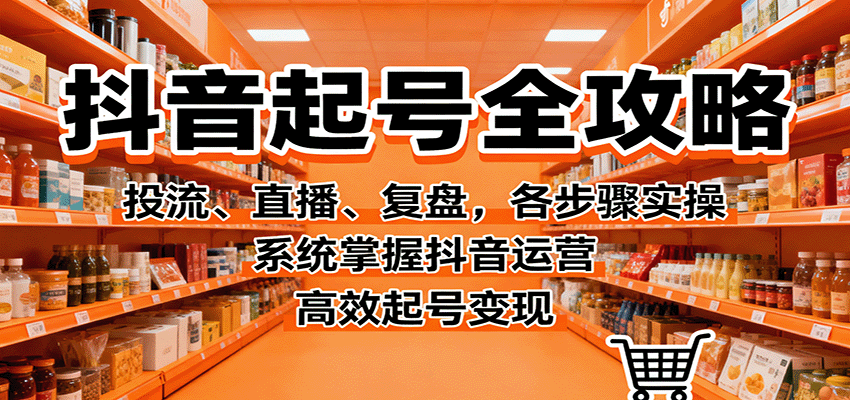 抖音起号全攻略，投流、直播、复盘，各步骤实操，系统掌握抖音运营，高效起号变现网创吧-网创项目资源站-副业项目-创业项目-搞钱项目网创吧