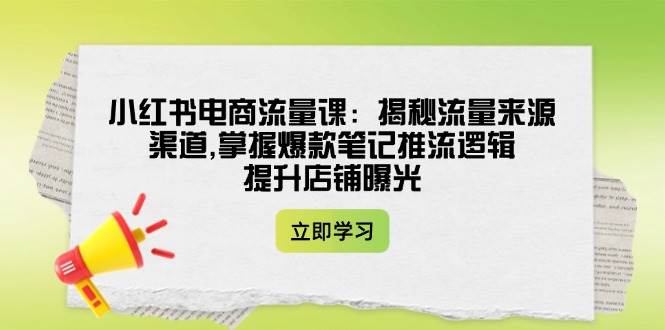 (14318期)小红书电商流量课:揭秘流量来源渠道,掌握爆款笔记推流逻辑,提升店铺曝光网创吧-网创项目资源站-副业项目-创业项目-搞钱项目网创吧