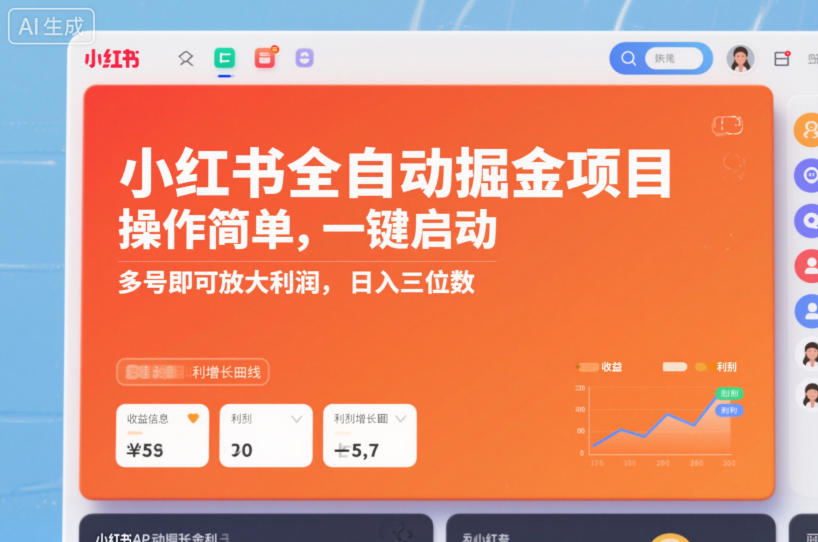 小红书全自动掘金项目，操作简单，一键启动，多号即可放大利润，日入三位数【揭秘】网创吧-网创项目资源站-副业项目-创业项目-搞钱项目网创吧