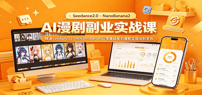 AI漫剧副业实战课:精通Seedance2.0与NanoBanana2零基础复刻爆款实现涨粉变现网创吧-网创项目资源站-副业项目-创业项目-搞钱项目网创吧