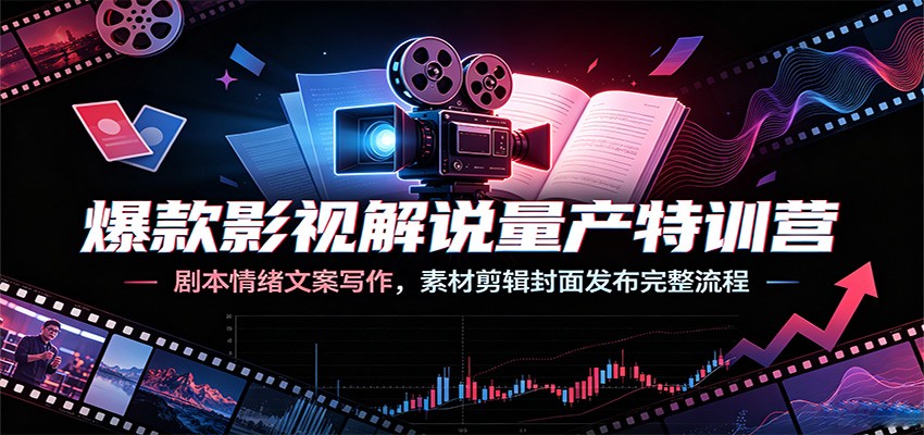 爆款影视解说量产特训营：剧本情绪文案写作，素材剪辑封面发布完整流程网创吧-网创项目资源站-副业项目-创业项目-搞钱项目网创吧