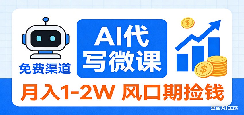 2026告别打工!AI 代写微课,提供免费渠道,月入 1-2W 风口期捡钱网创吧-网创项目资源站-副业项目-创业项目-搞钱项目网创吧