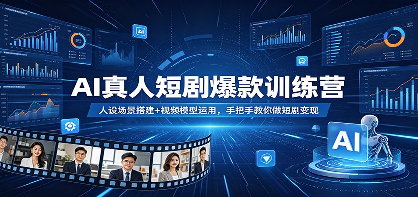 AI真人短剧爆款训练营：人设场景搭建+视频模型运用，手把手教你做短剧变现网创吧-网创项目资源站-副业项目-创业项目-搞钱项目网创吧