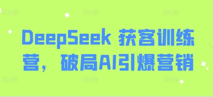 DeepSeek 获客训练营,破局AI引爆营销网创吧-网创项目资源站-副业项目-创业项目-搞钱项目网创吧
