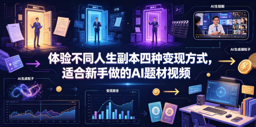 体验不同人生副本四种变现方式,适合新手做的AI题材视频网创吧-网创项目资源站-副业项目-创业项目-搞钱项目网创吧