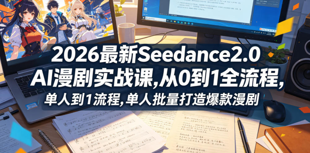 2026最新Seedance2.0 AI漫剧实战课,，从0到1全流程，单人批量打造爆款漫剧网创吧-网创项目资源站-副业项目-创业项目-搞钱项目网创吧