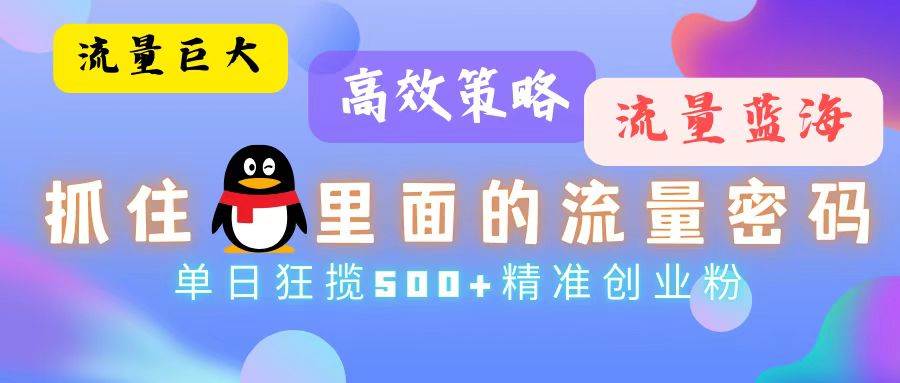 (13068期)流量蓝海,抓住QQ里面的流量密码!高效策略,单日狂揽500+精准创业粉网创吧-网创项目资源站-副业项目-创业项目-搞钱项目网创吧