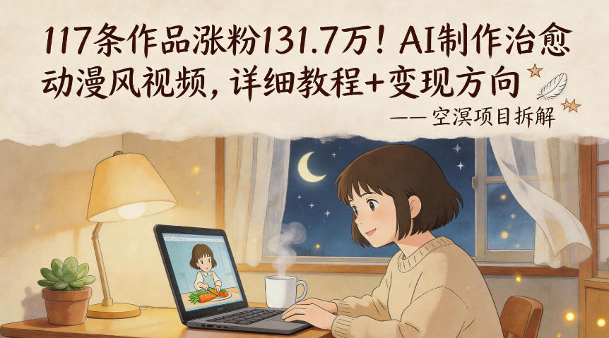 117条作品涨粉131.7W!AI制作治愈动漫风视频,详细教程+变现方向网创吧-网创项目资源站-副业项目-创业项目-搞钱项目网创吧