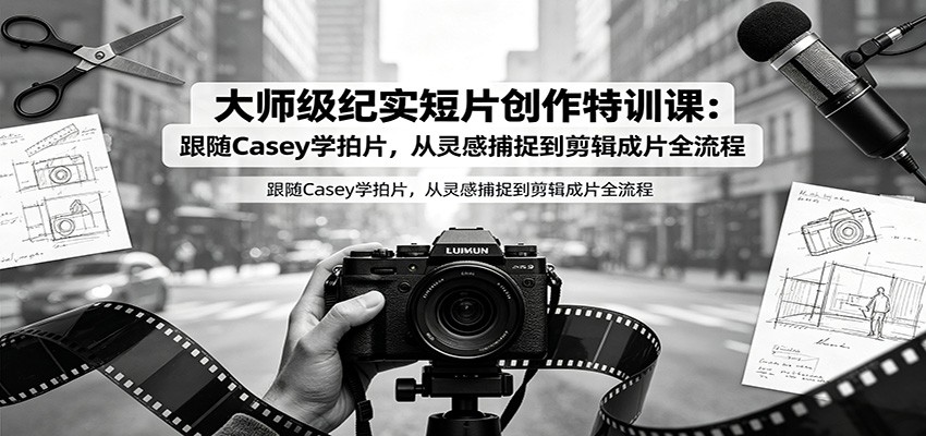 大师级纪实短片创作特训课:跟随Casey学拍片,从灵感捕捉到剪辑成片全流程网创吧-网创项目资源站-副业项目-创业项目-搞钱项目网创吧