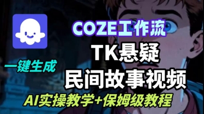 Coze扣子工作流一键生成TK悬疑民间故事视频,AI实操教学+保姆级教程网创吧-网创项目资源站-副业项目-创业项目-搞钱项目网创吧