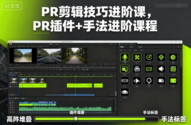 PR剪辑技巧进阶课,PR插件+手法进阶课程网创吧-网创项目资源站-副业项目-创业项目-搞钱项目网创吧