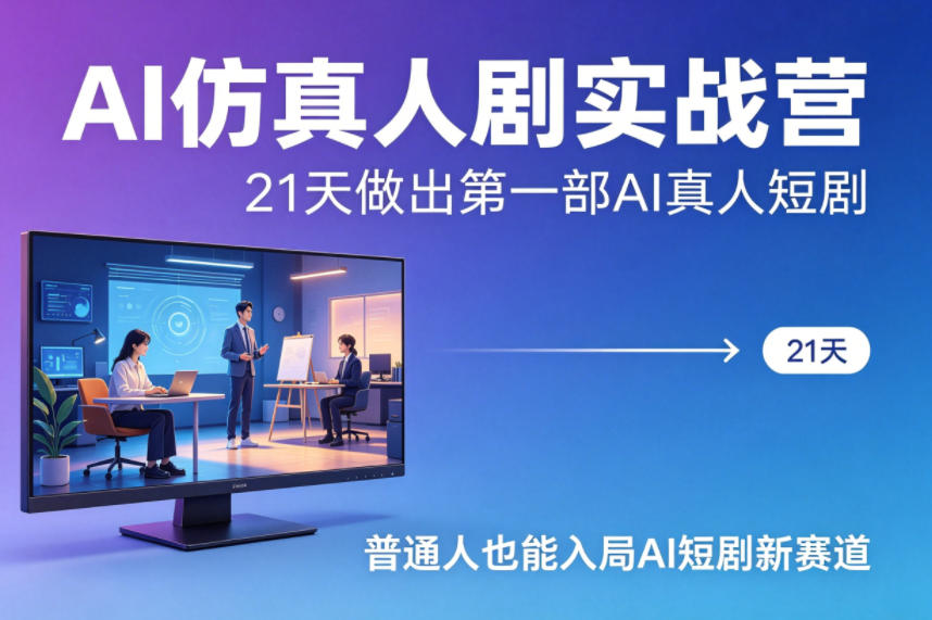AI仿真人剧实战营,21天做出第一部AI真人短剧,普通人也能入局AI短剧新赛道网创吧-网创项目资源站-副业项目-创业项目-搞钱项目网创吧