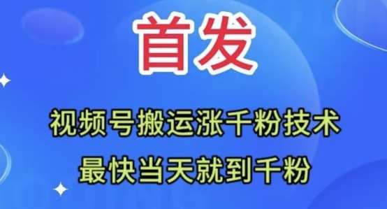 全网首发:视频号无脑搬运涨千粉技术,最快当天到千粉【揭秘】网创吧-网创项目资源站-副业项目-创业项目-搞钱项目网创吧