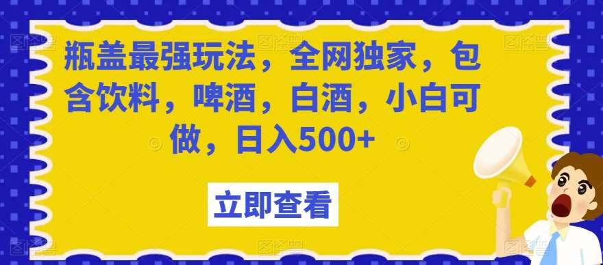 瓶盖最强玩法,全网独家,包含饮料,啤酒,白酒,小白可做,日入500+【揭秘】网创吧-网创项目资源站-副业项目-创业项目-搞钱项目网创吧