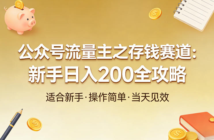 公众号流量主之存钱赛道,贴合当下需求,适合新手,一天收益2张网创吧-网创项目资源站-副业项目-创业项目-搞钱项目网创吧