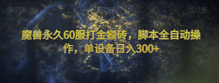 魔兽永久60服打金搬砖，脚本全自动操作，单设备日入300+【揭秘】网创吧-网创项目资源站-副业项目-创业项目-搞钱项目网创吧