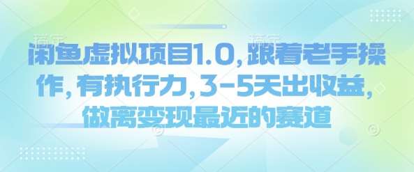 闲鱼虚拟项目1.0，跟着老手操作，有执行力，3-5天出收益，做离变现最近的赛道网创吧-网创项目资源站-副业项目-创业项目-搞钱项目网创吧