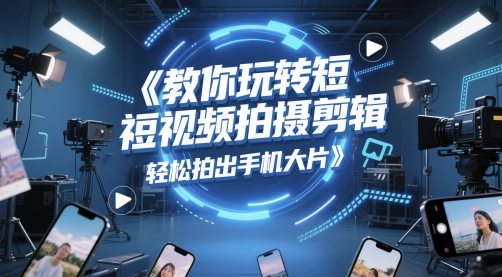 教你玩转短视频拍摄剪辑，轻松拍出手机大片网创吧-网创项目资源站-副业项目-创业项目-搞钱项目网创吧