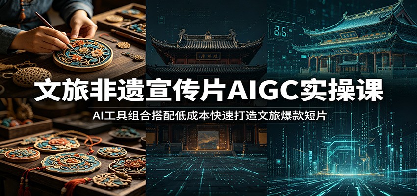 文旅非遗宣传片AIGC实操课：AI工具组合搭配低成本快速打造文旅爆款短片网创吧-网创项目资源站-副业项目-创业项目-搞钱项目网创吧
