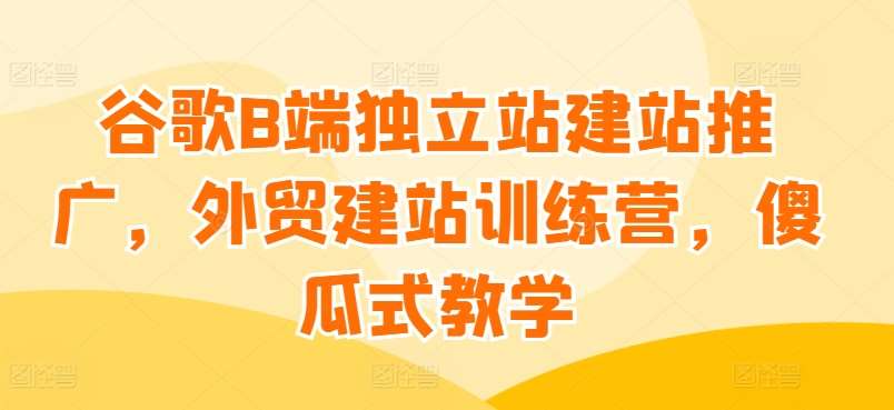 谷歌B端独立站建站推广,外贸建站训练营,傻瓜式教学网创吧-网创项目资源站-副业项目-创业项目-搞钱项目网创吧