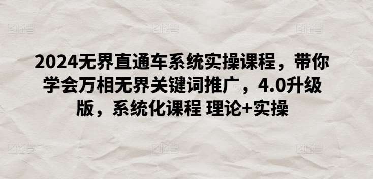 2024无界直通车系统实操课程,带你学会万相无界关键词推广,4.0升级版,系统化课程 理论+实操网创吧-网创项目资源站-副业项目-创业项目-搞钱项目网创吧
