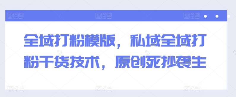 全域打粉模版,私域全域打粉干货技术,原创死抄袭生网创吧-网创项目资源站-副业项目-创业项目-搞钱项目网创吧