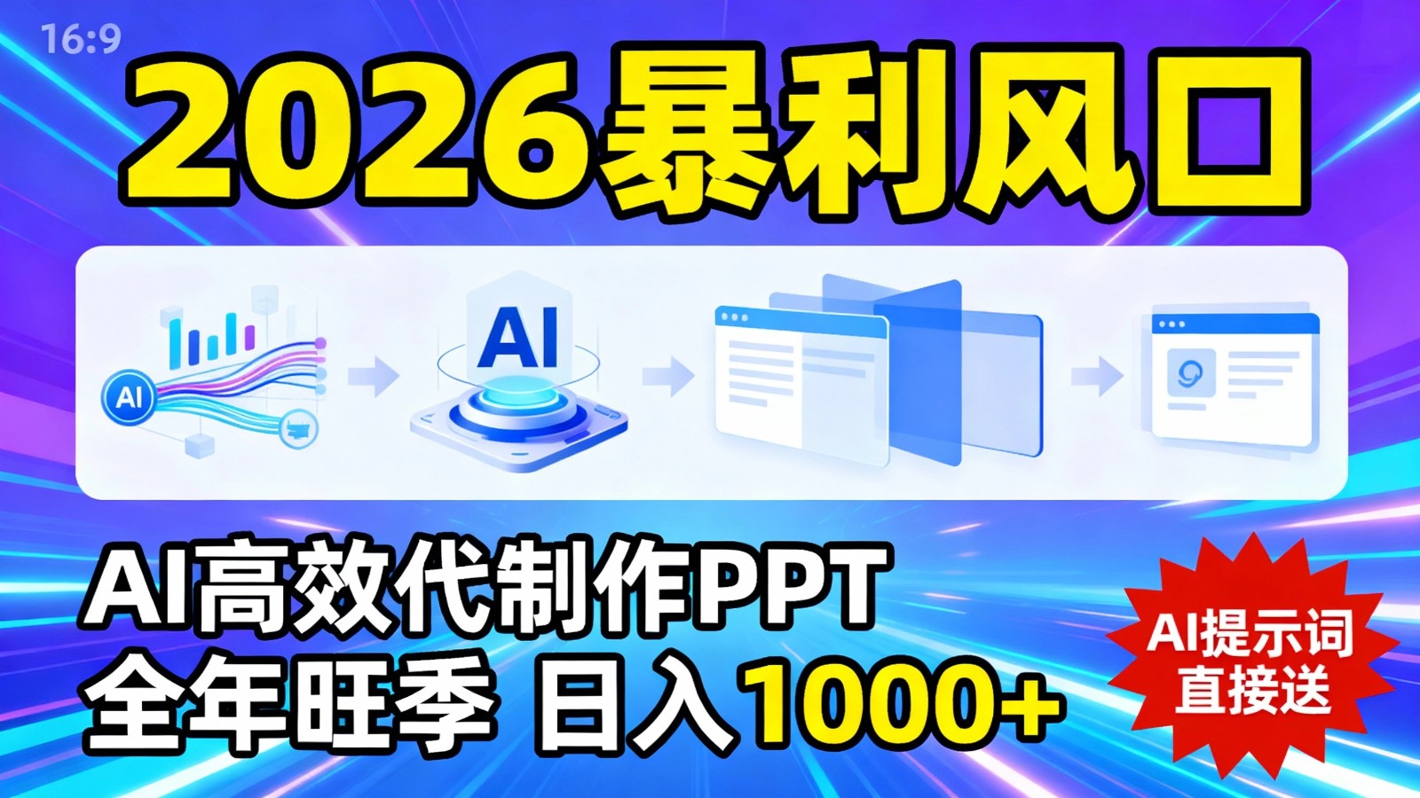 2026暴利!用AI高效代制作 PPT,全年旺季,日入 1000+,提示词直接送!网创吧-网创项目资源站-副业项目-创业项目-搞钱项目网创吧