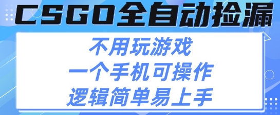 CSGO自动捡漏项目，最新独家玩法，不用挂G不用玩游戏，一个手机即可操作，新手小白轻松月入1W+【揭秘】网创吧-网创项目资源站-副业项目-创业项目-搞钱项目网创吧