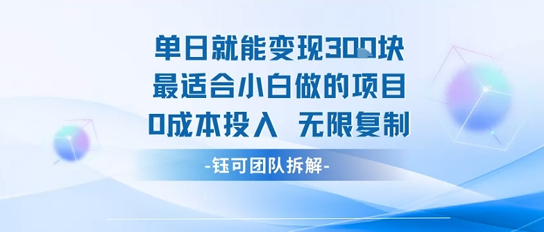单日就能变现3张最适合小白做的项目0成本投入 无限复制网创吧-网创项目资源站-副业项目-创业项目-搞钱项目网创吧