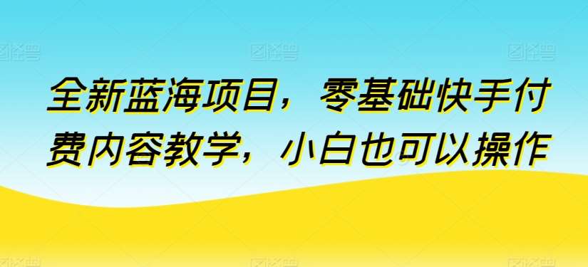 全新蓝海项目，零基础快手付费内容教学，小白也可以操作【揭秘】网创吧-网创项目资源站-副业项目-创业项目-搞钱项目网创吧