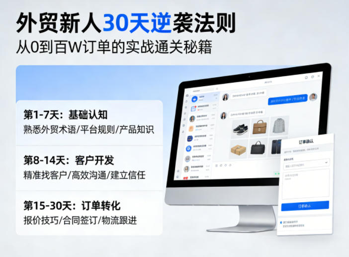 外贸新人30天逆袭法则,教你从0到百W订单的实战通关秘籍网创吧-网创项目资源站-副业项目-创业项目-搞钱项目网创吧