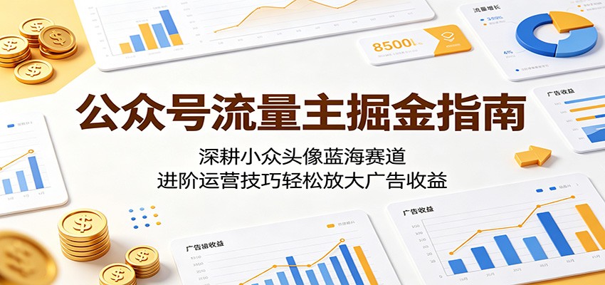 公众号流量主掘金指南：深耕小众头像蓝海赛道，进阶运营技巧轻松放大广告收益网创吧-网创项目资源站-副业项目-创业项目-搞钱项目网创吧