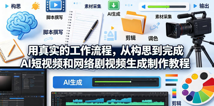 用真实的工作流程,从构思到完成AI短视频和网络剧视频生成制作教程-中英字幕网创吧-网创项目资源站-副业项目-创业项目-搞钱项目网创吧