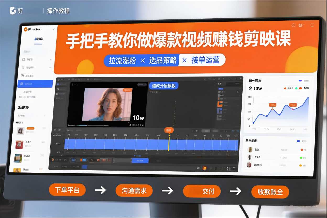 手把手教你做爆款视频赚钱剪映课,手把手教学拉流涨粉、选品策略和接单运营(更新2026)网创吧-网创项目资源站-副业项目-创业项目-搞钱项目网创吧