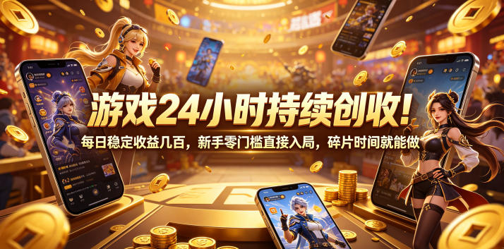 游戏24小时持续创收!每日稳定收益几百,新手零门槛直接入局,碎片时间就能做【揭秘】网创吧-网创项目资源站-副业项目-创业项目-搞钱项目网创吧