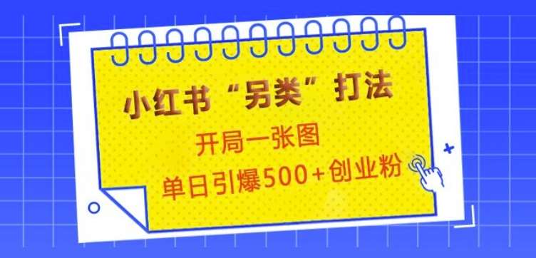 小红书“另类”打法,开局一张图,单日引爆500+精准创业粉【揭秘】网创吧-网创项目资源站-副业项目-创业项目-搞钱项目网创吧