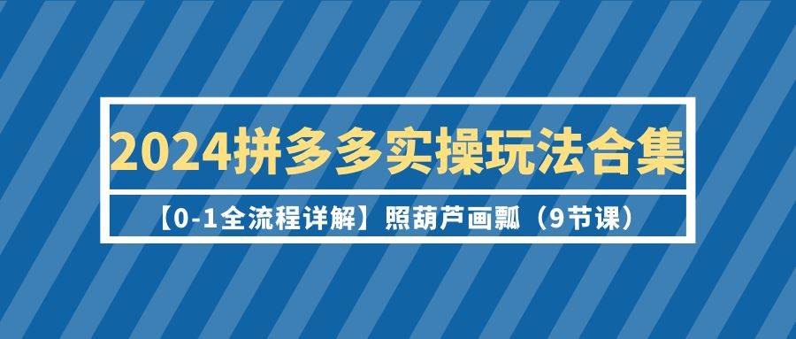 (9559期)2024拼多多实操玩法合集【0-1全流程详解】照葫芦画瓢(9节课)网创吧-网创项目资源站-副业项目-创业项目-搞钱项目网创吧