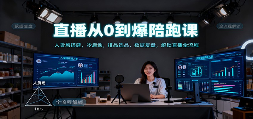 直播从0到爆陪跑课：人货场搭建，冷启动，排品选品，数据复盘，解锁直播全流程网创吧-网创项目资源站-副业项目-创业项目-搞钱项目网创吧