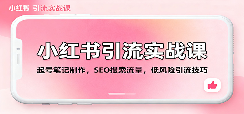 小红书引流实战课：起号笔记制作，SEO搜索流量，低风险引流技巧网创吧-网创项目资源站-副业项目-创业项目-搞钱项目网创吧