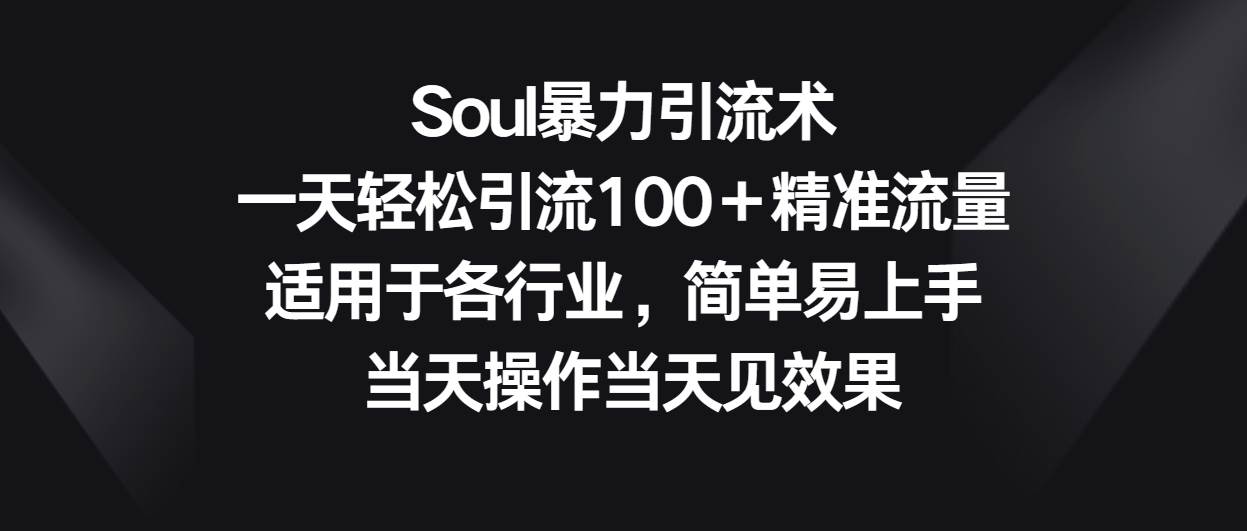 Soul暴力引流术,一天轻松引流100+精准流量,适用于各行业,简单易上手!网创吧-网创项目资源站-副业项目-创业项目-搞钱项目网创吧