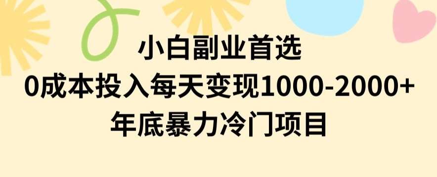 小白副业首选,0成本投入,每天变现1000-2000年底暴力冷门项目【揭秘】网创吧-网创项目资源站-副业项目-创业项目-搞钱项目网创吧