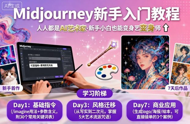 midjourney新手入门教程：人人都是AI艺术家，新手小白也能变身艺术大师网创吧-网创项目资源站-副业项目-创业项目-搞钱项目网创吧