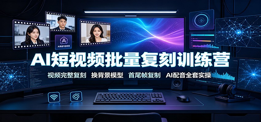 AI短视频批量复刻训练营:视频完整复刻,换背景模型、首尾帧复制、AI配音全套实操网创吧-网创项目资源站-副业项目-创业项目-搞钱项目网创吧