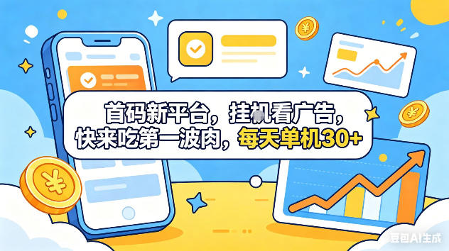 首码新平台,挂G自动看广告,快来吃第一波肉,每天单机30+,可矩阵放大【揭秘】网创吧-网创项目资源站-副业项目-创业项目-搞钱项目网创吧