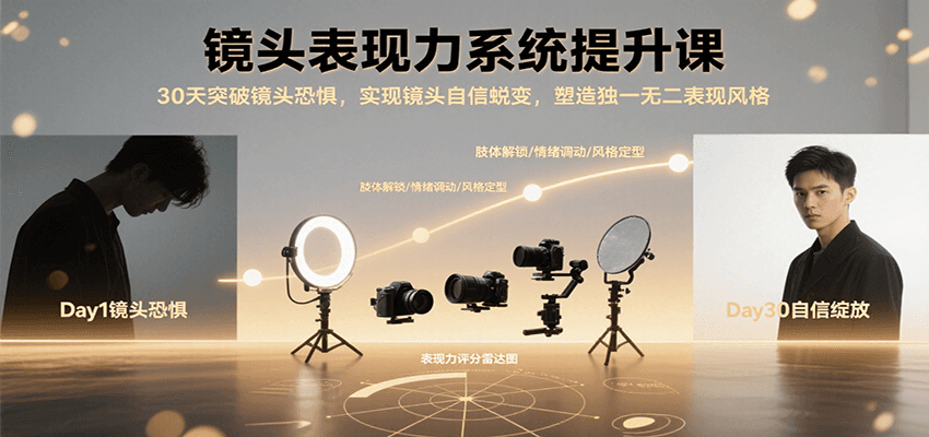 镜头表现力系统提升课，30天突破镜头恐惧实现自信蜕变，塑造独一无二表现风格网创吧-网创项目资源站-副业项目-创业项目-搞钱项目网创吧
