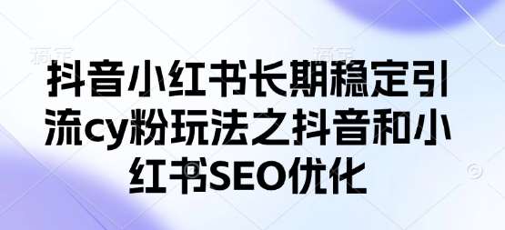 抖音小红书长期稳定引流cy粉玩法之抖音和小红书SEO优化网创吧-网创项目资源站-副业项目-创业项目-搞钱项目网创吧