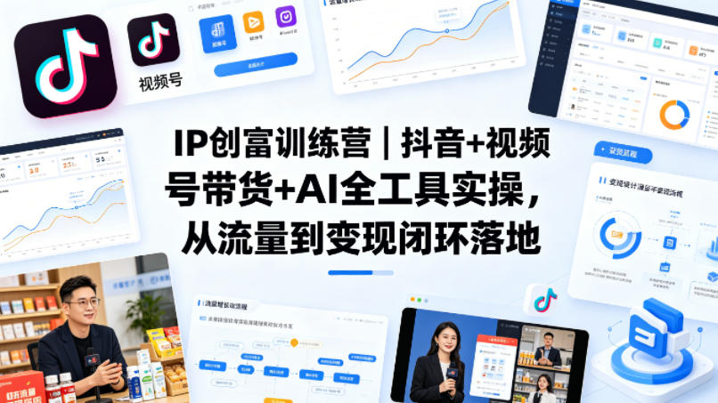 IP创富训练营|抖音+视频号带货+AI全工具实操,从流量到变现闭环落地网创吧-网创项目资源站-副业项目-创业项目-搞钱项目网创吧
