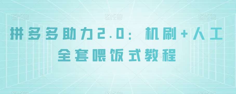 拼多多助力2.0:机刷+人工全套喂饭式教程【揭秘】网创吧-网创项目资源站-副业项目-创业项目-搞钱项目网创吧