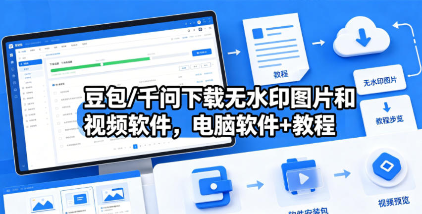 豆包/千问下载无水印图片和视频软件,电脑软件+教程网创吧-网创项目资源站-副业项目-创业项目-搞钱项目网创吧